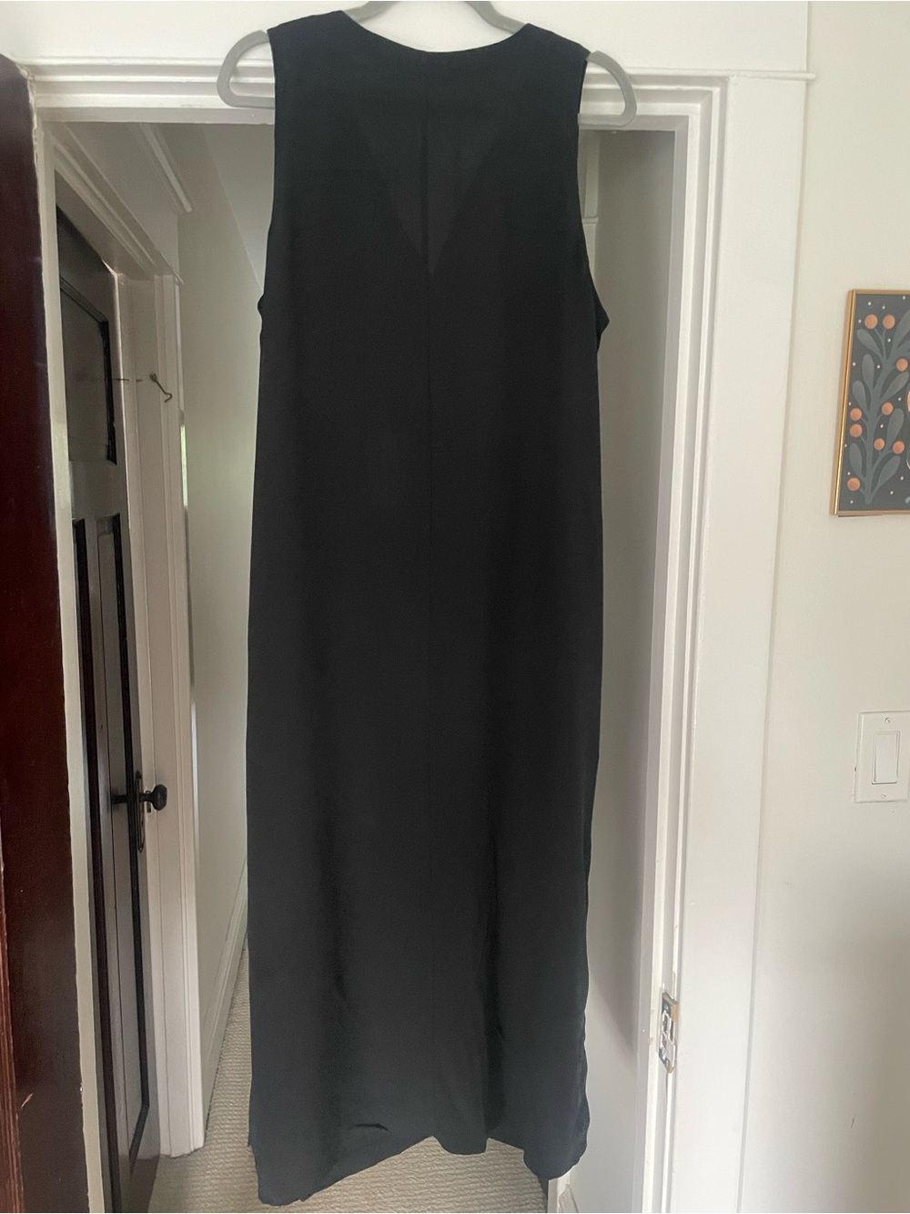 Eileen Fisher Sleeveless Black Button-Front Maxi Dress - Picture 2 of 5